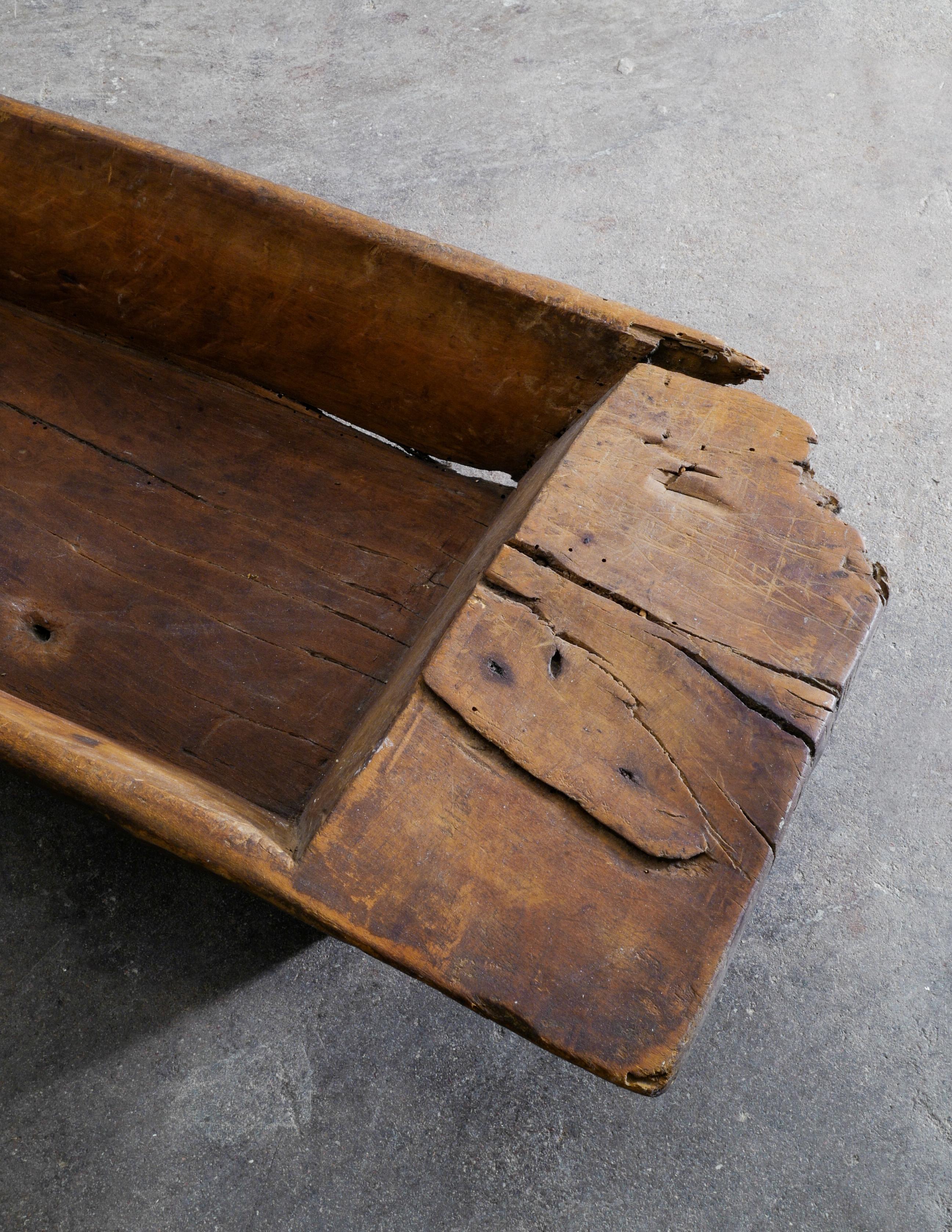 Swedish Wooden Tray in a Brutalist and Wabi Sabi Style, Late 1800s 1