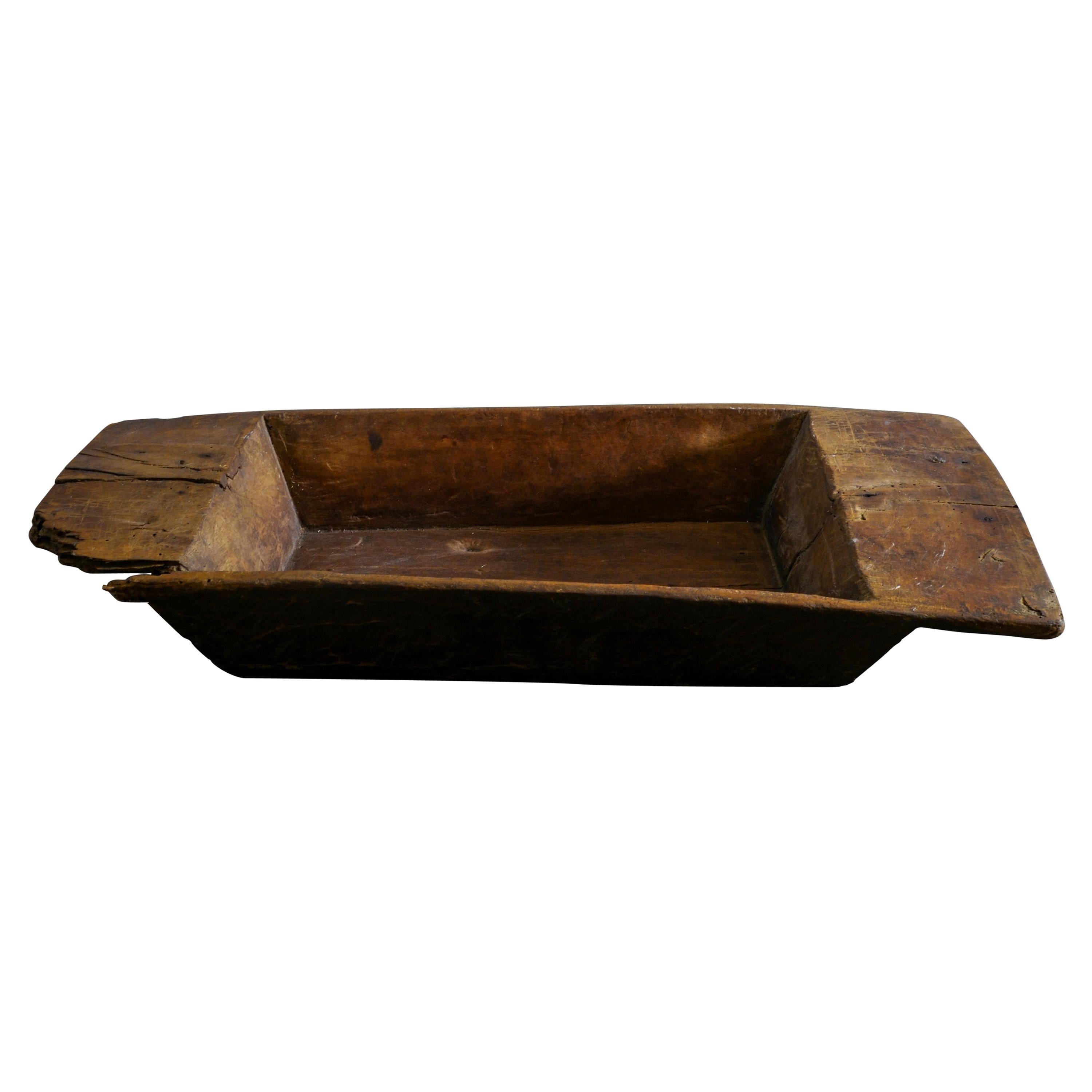 Swedish Wooden Tray in a Brutalist and Wabi Sabi Style, Late 1800s