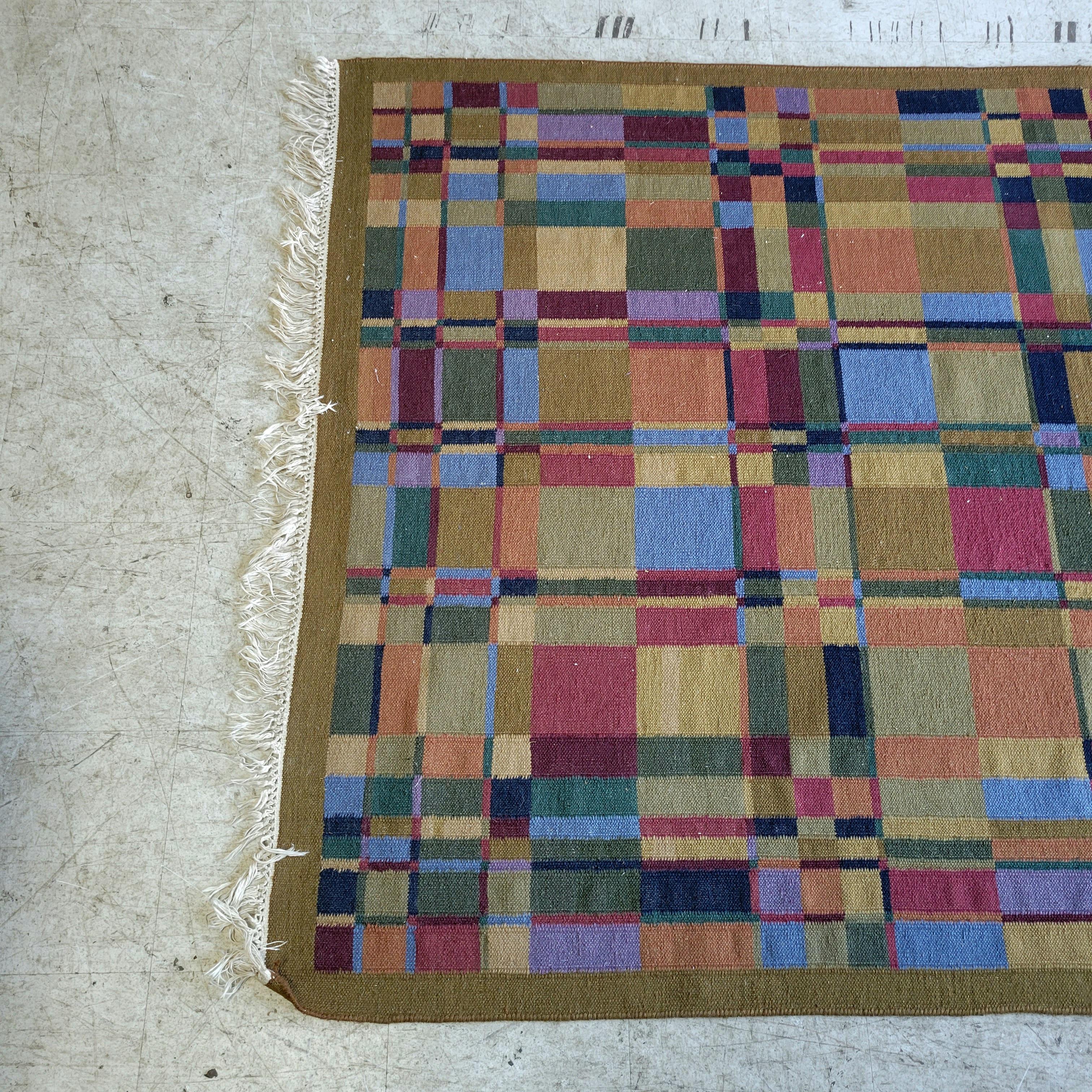 Mid-20th Century Swedish Wool Flatweave Rug, circa 1960s For Sale