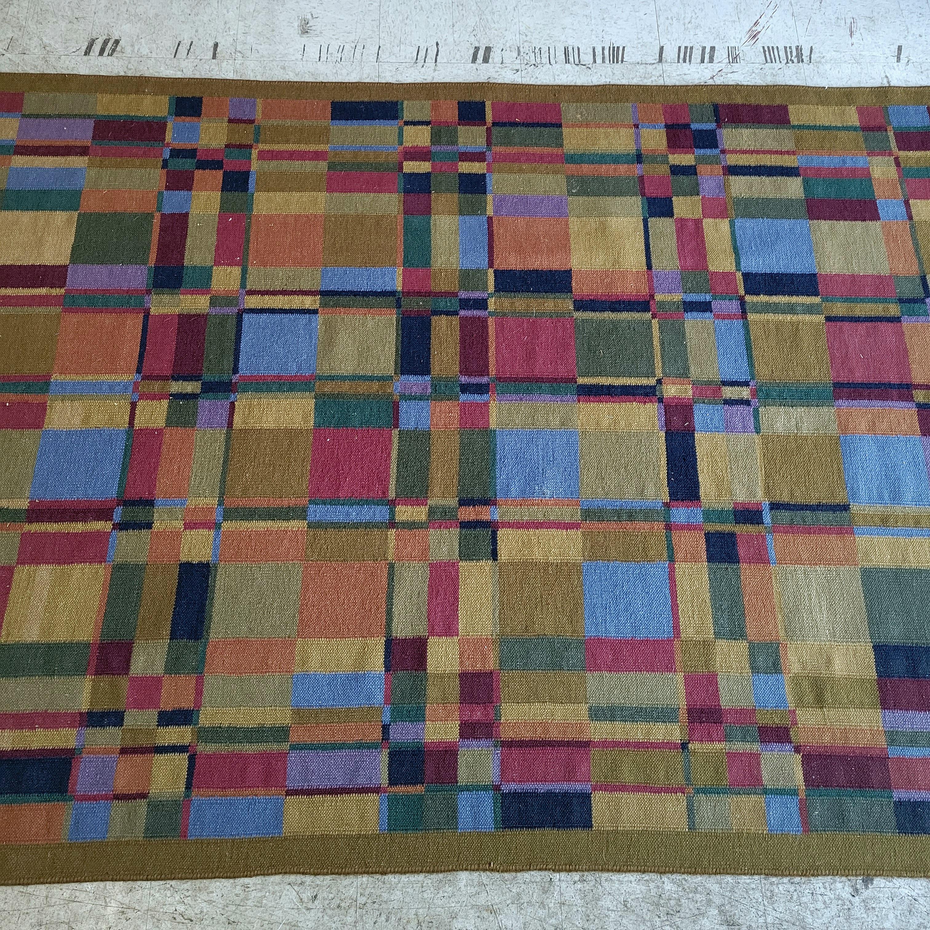 Swedish Wool Flatweave Rug, circa 1960s 1