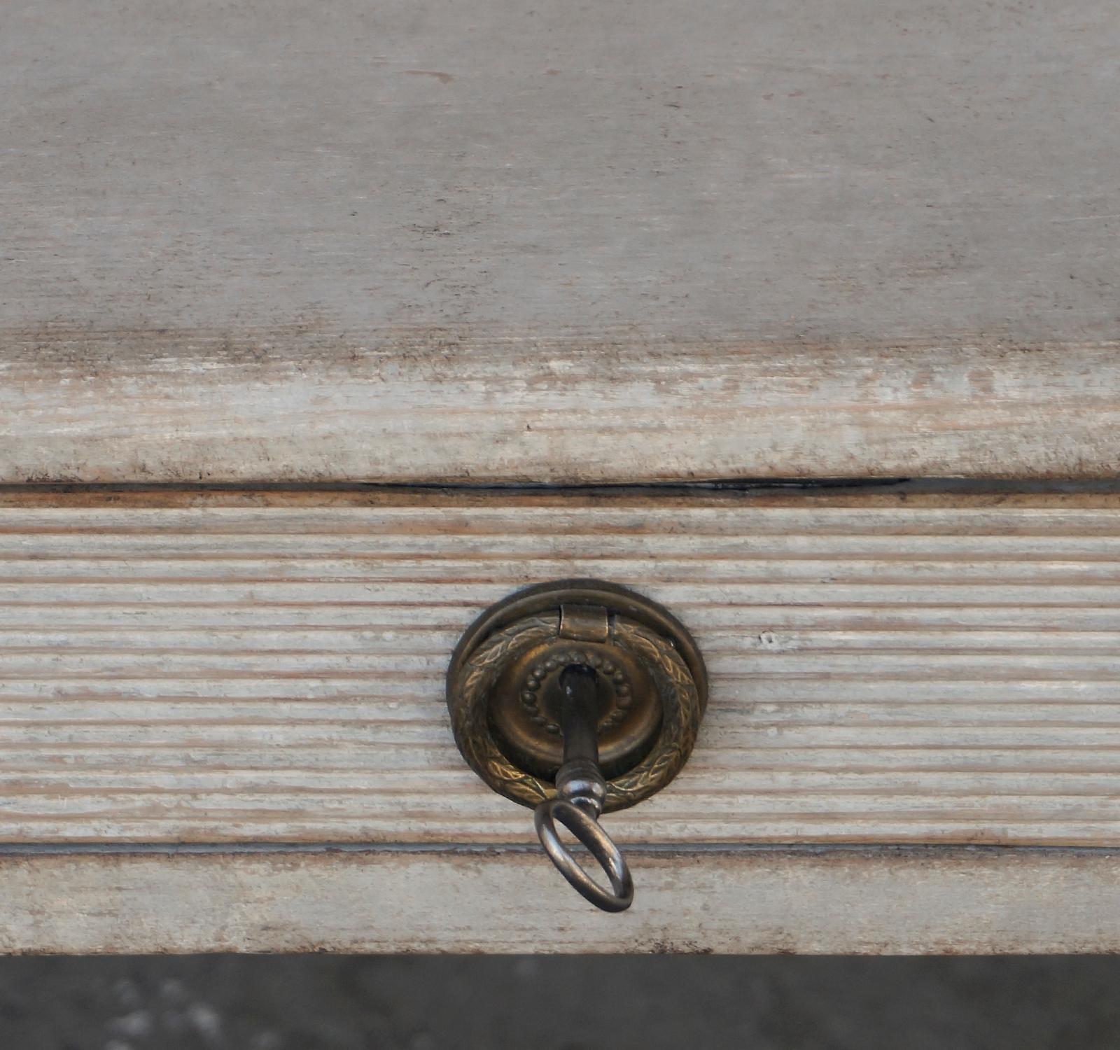 Wood Swedish Writing Table with Drawers