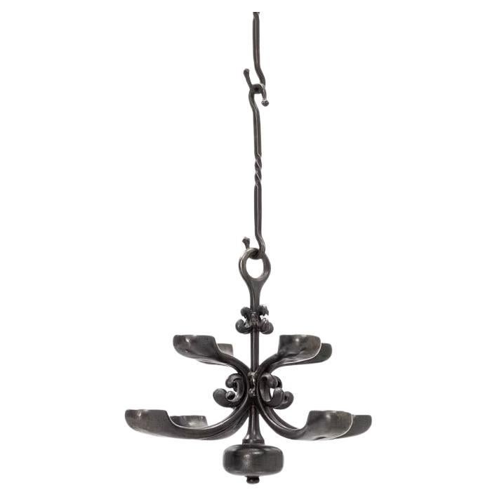 Swedish Wrought Iron Chandelier mid-20th century. For Sale