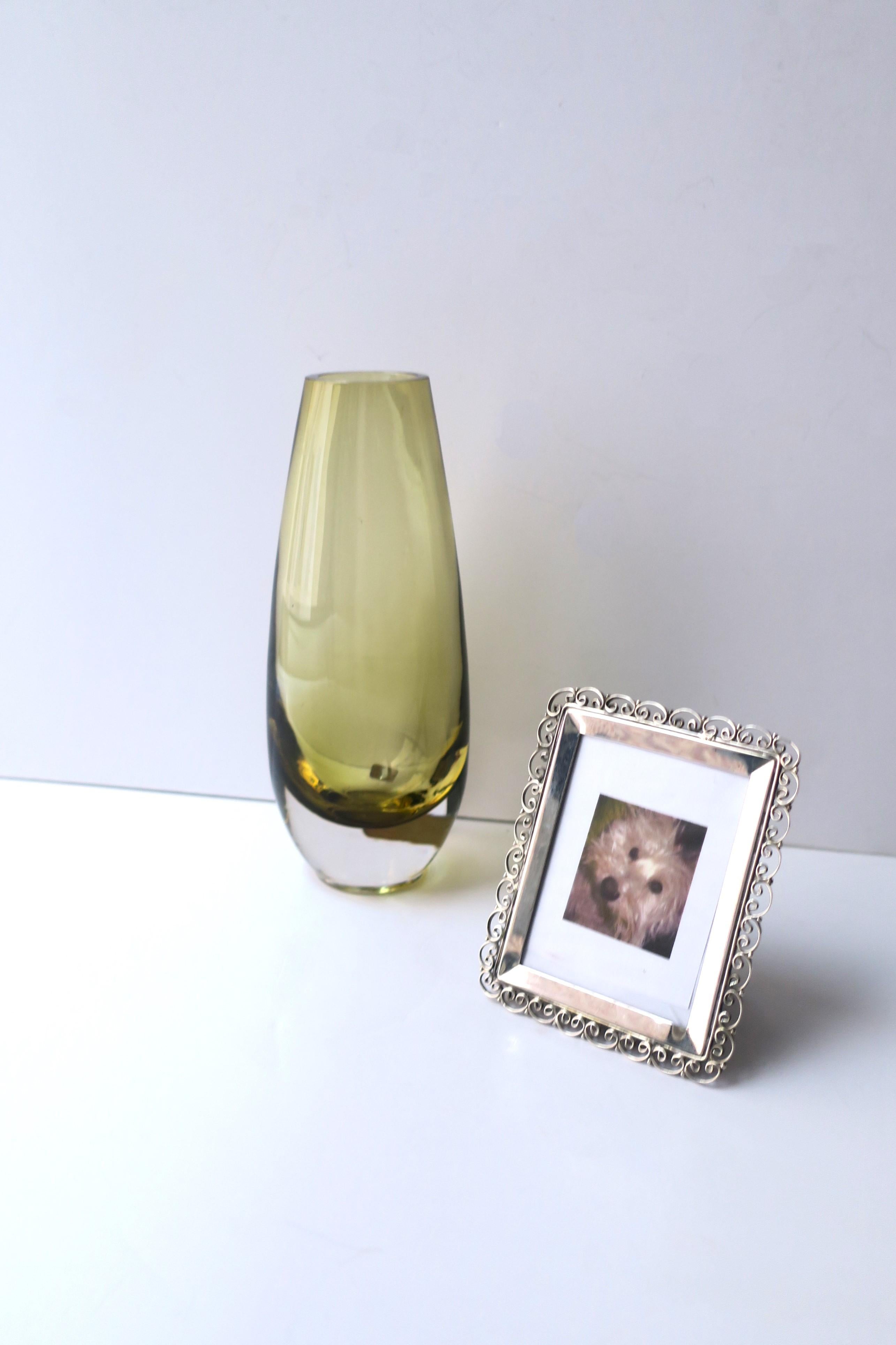 Mid-Century Modern Swedish Yellow Glass Vase For Sale