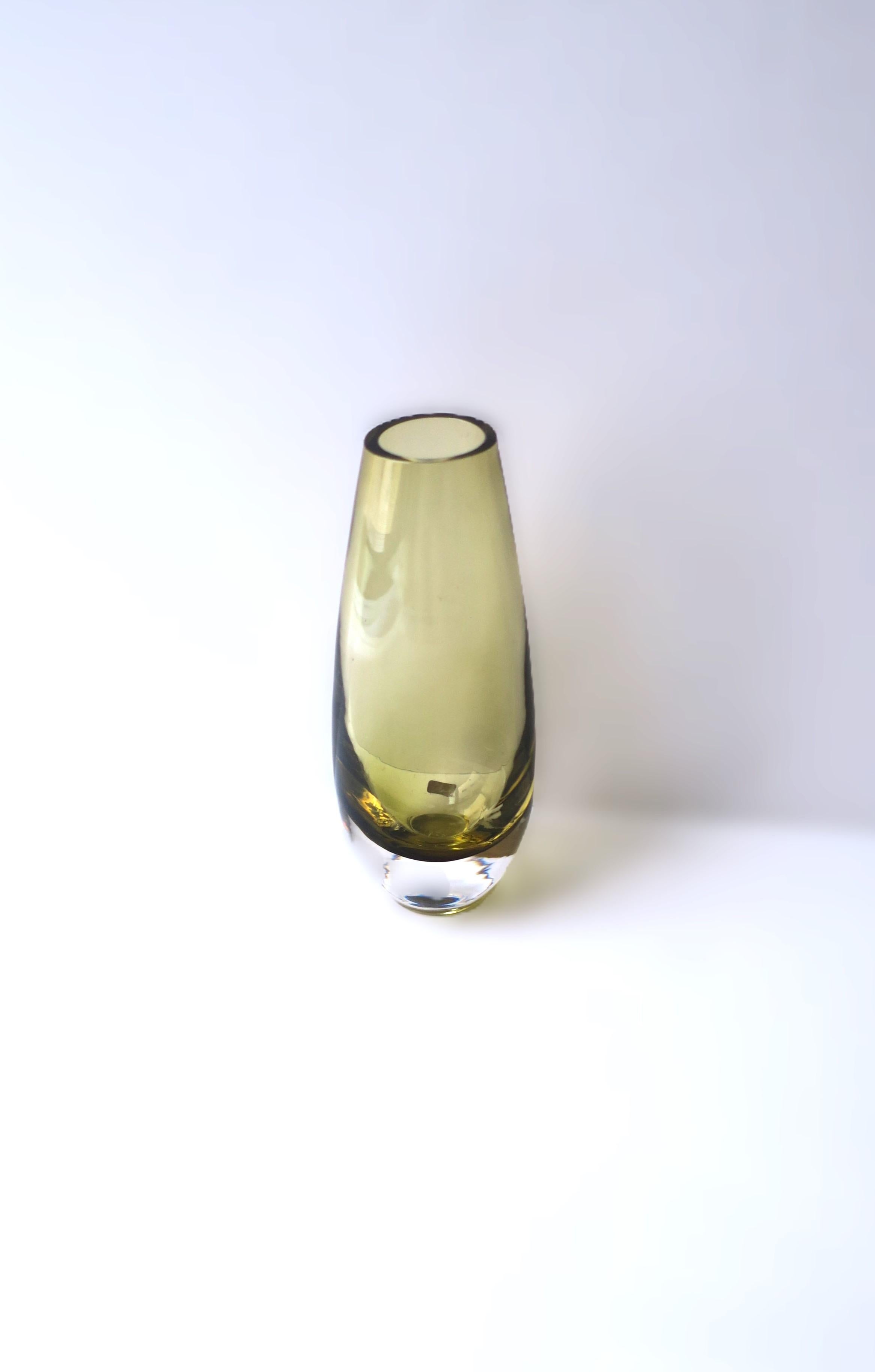 20th Century Swedish Yellow Glass Vase For Sale