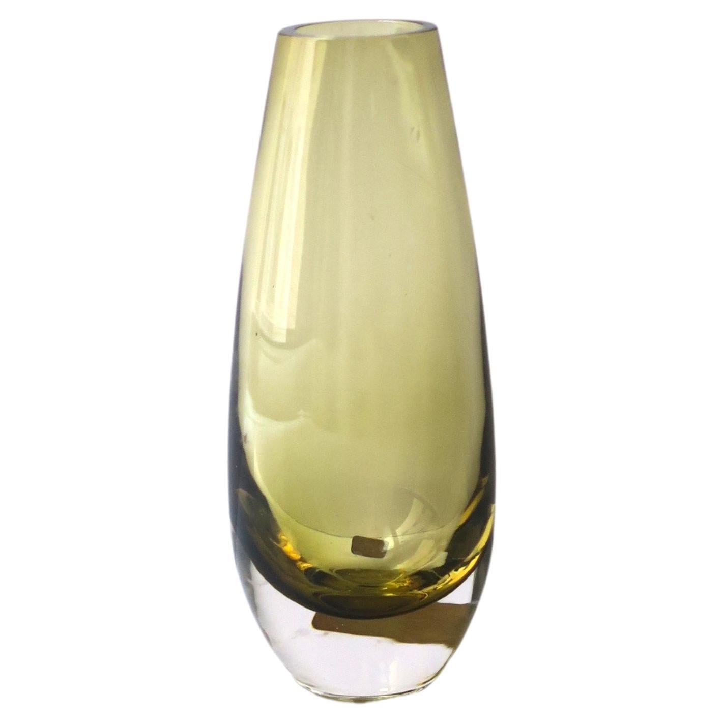 Swedish Yellow Glass Vase For Sale