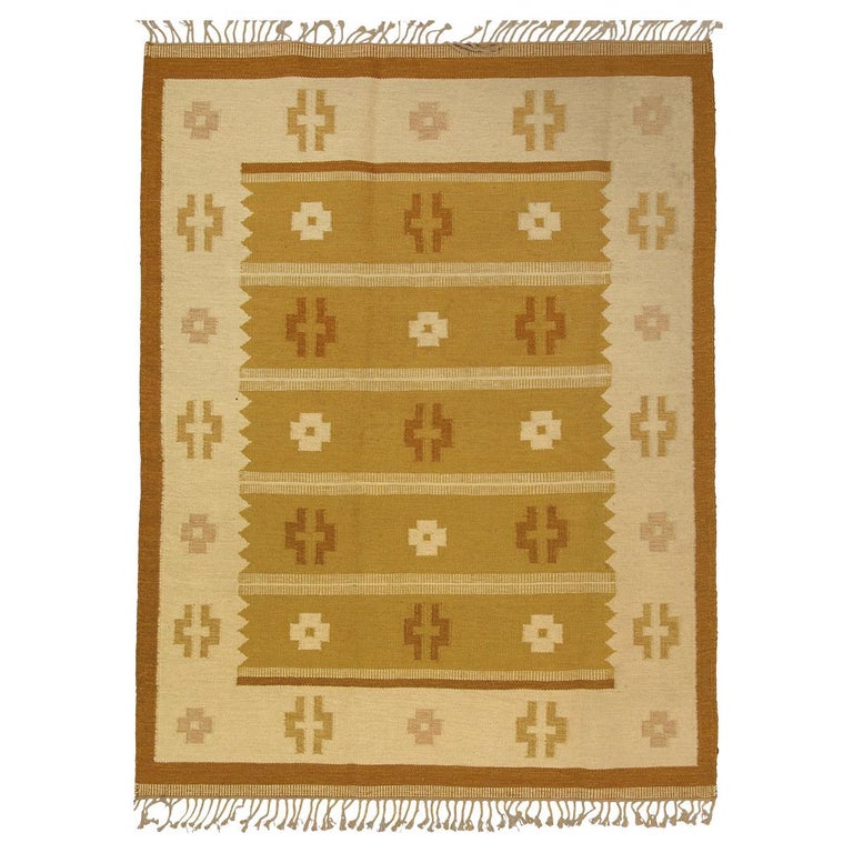 Swedsh Kilim Vintage Geometric Cross Design For Sale at 1stDibs