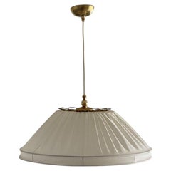 Sweedish Mid-Century Brass Textile Light Fixture Pendant, Sweeden, 1950s