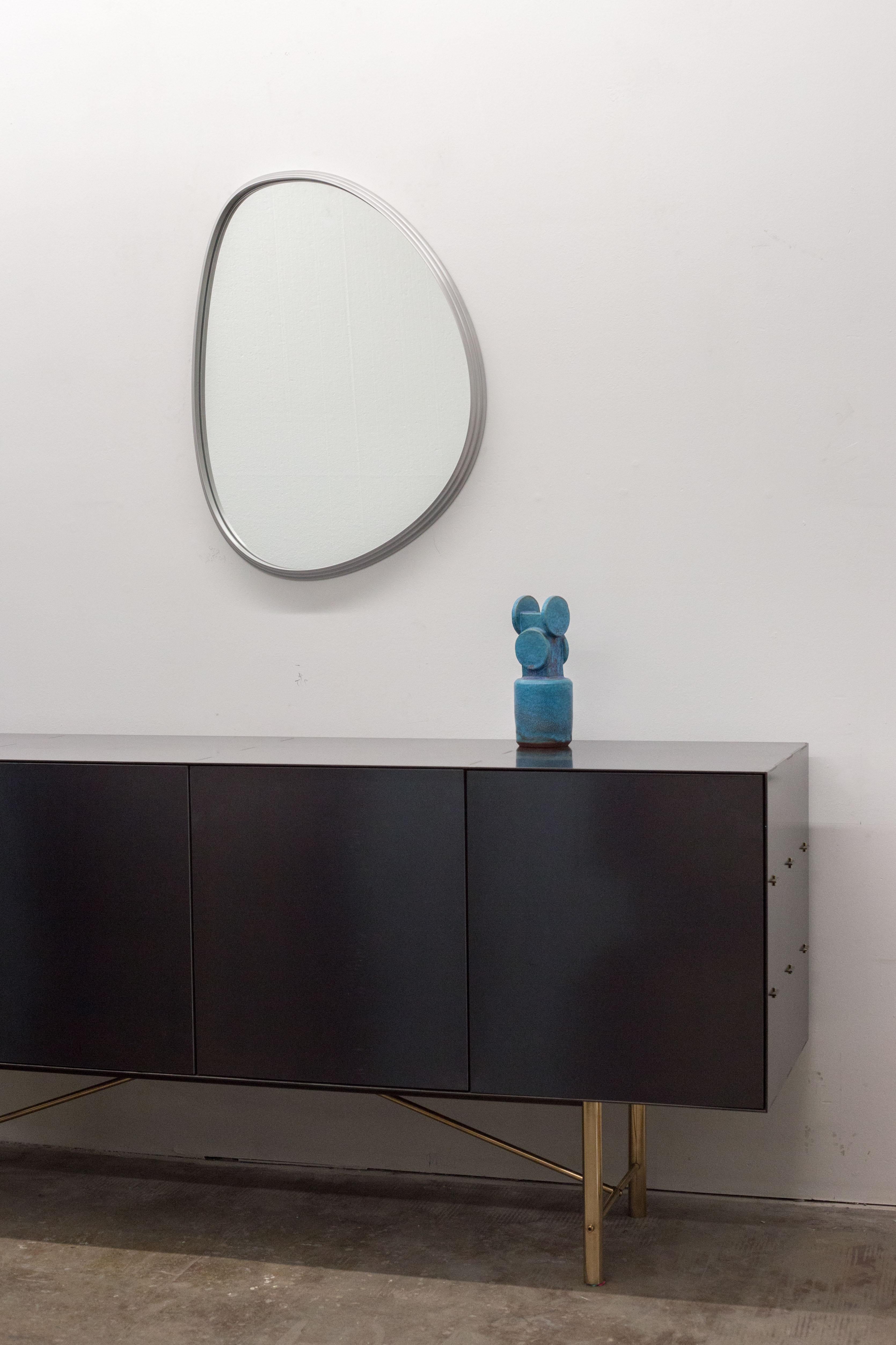 Modern Sweep Wall Mirror in Brushed Aluminum For Sale