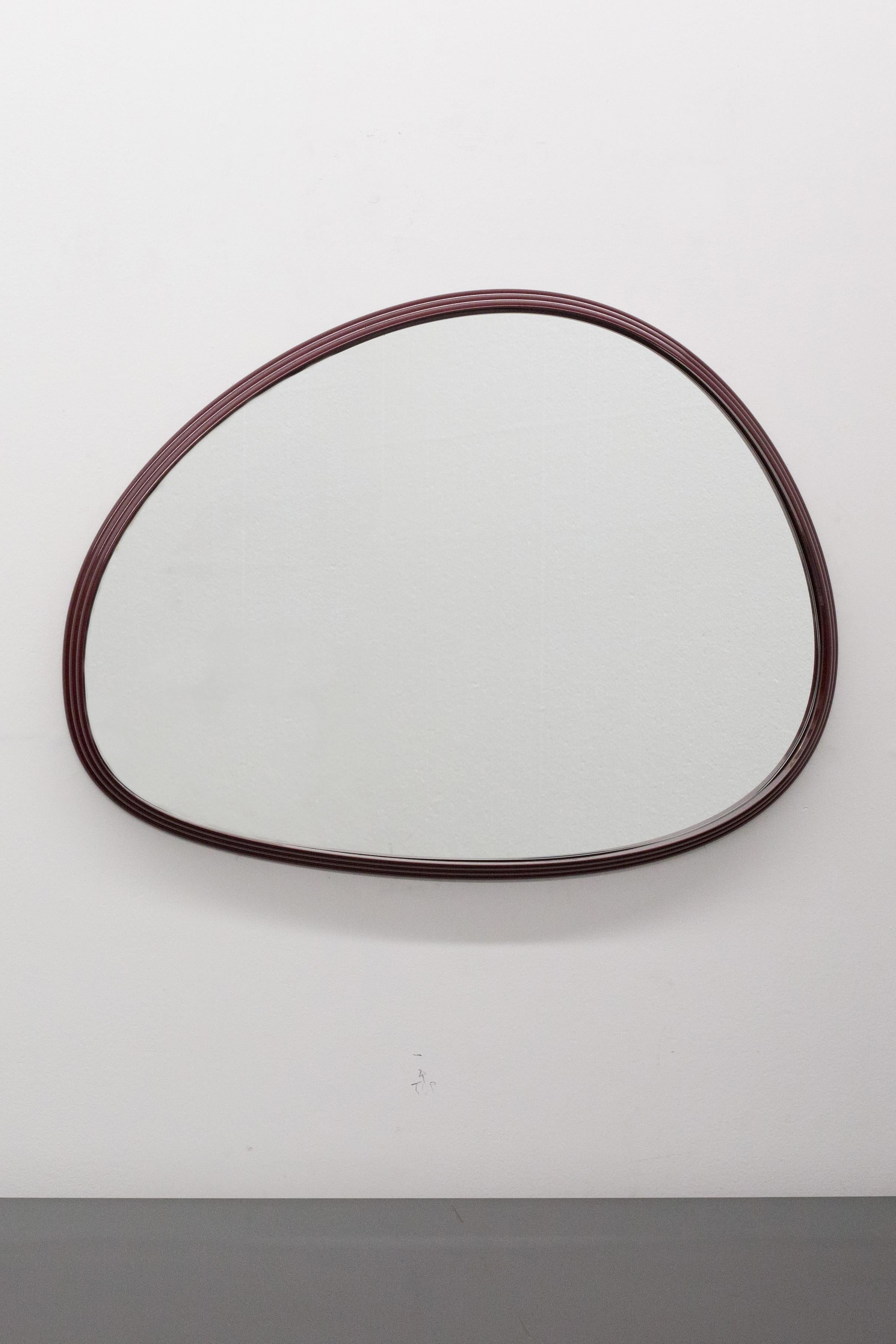 Polished Sweep Wall Mirror in Brushed Aluminum For Sale