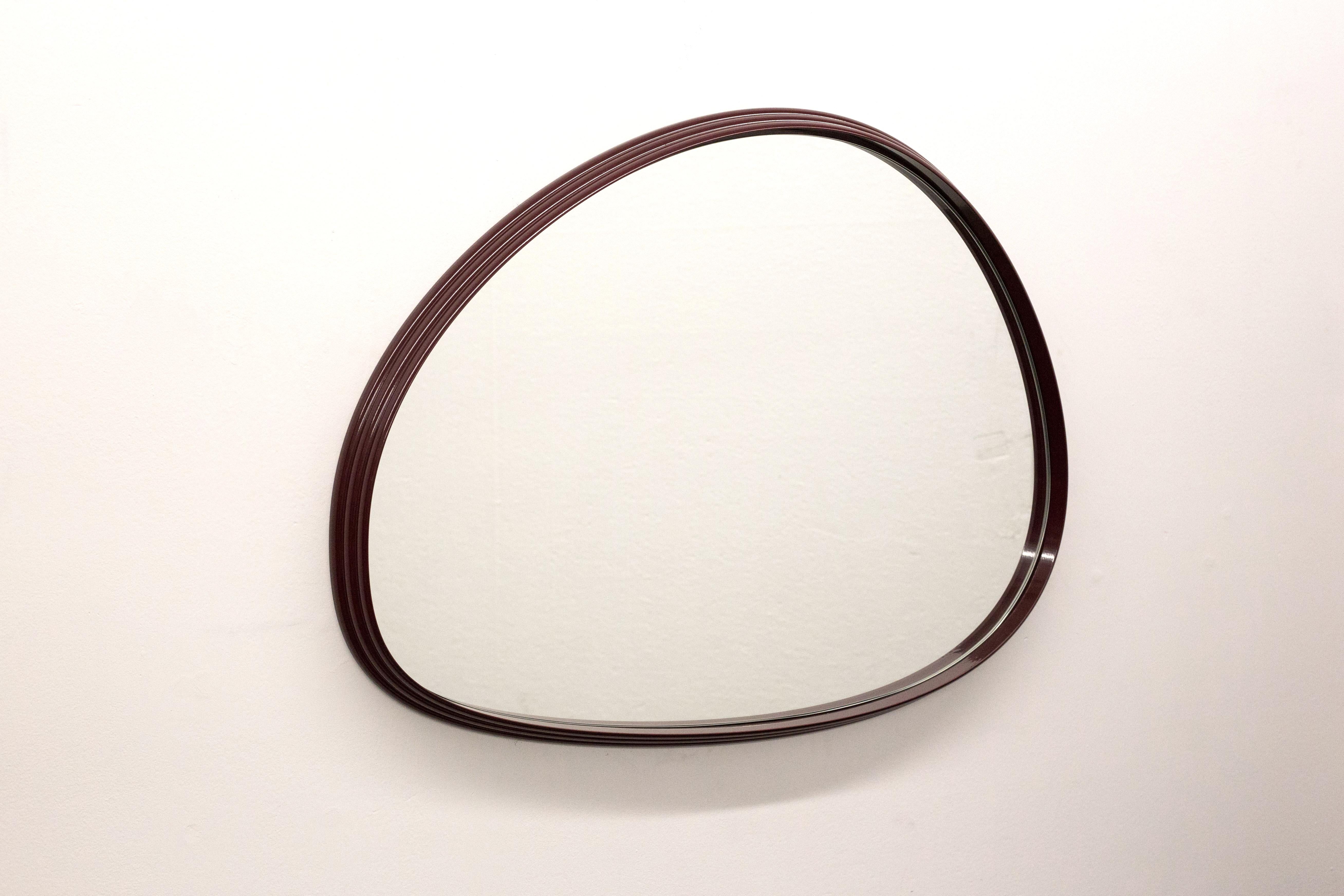 Modern Sweep Wall Mirror in Burgundy Aluminium For Sale