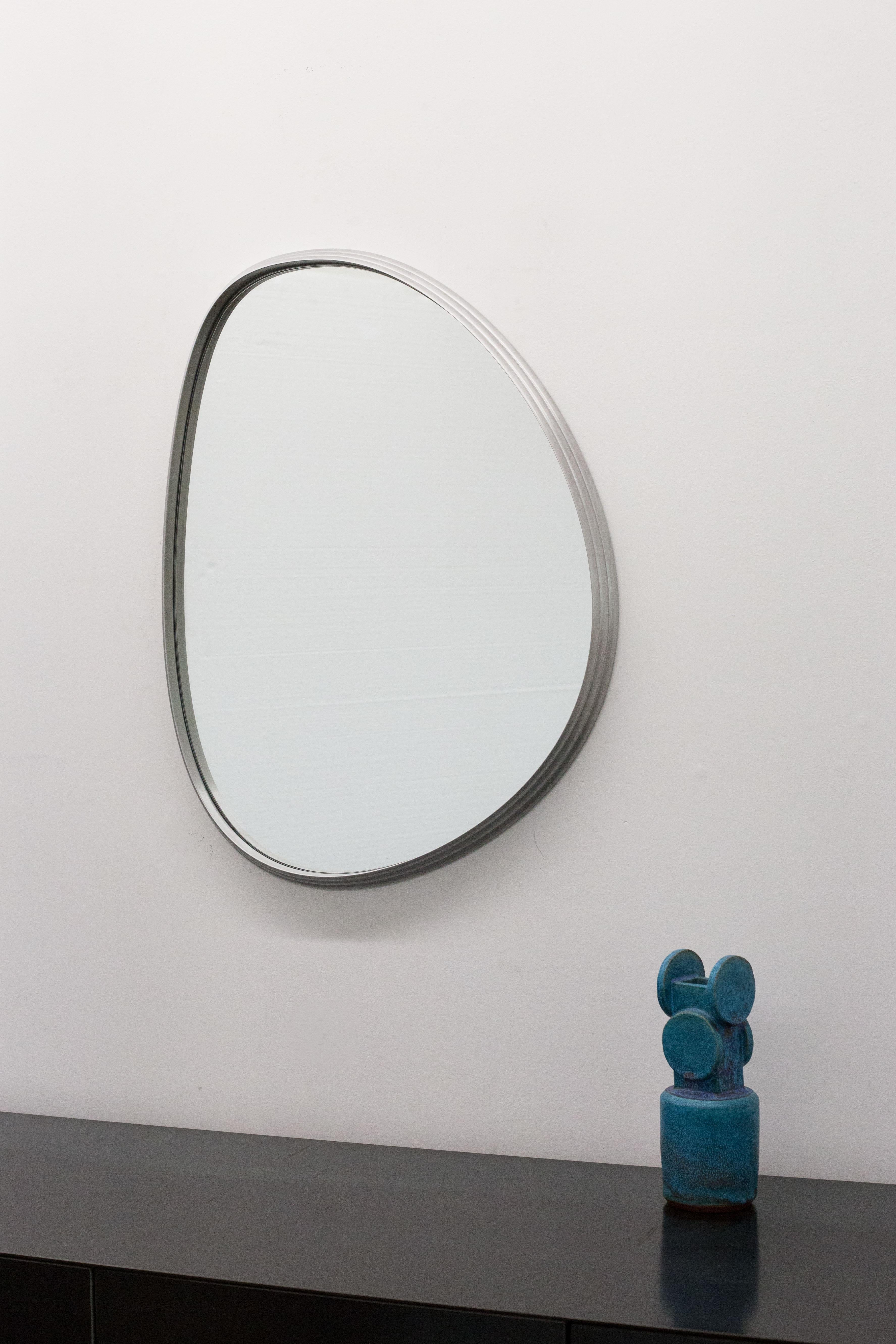 Aluminum Sweep Wall Mirror in Burgundy Aluminium For Sale