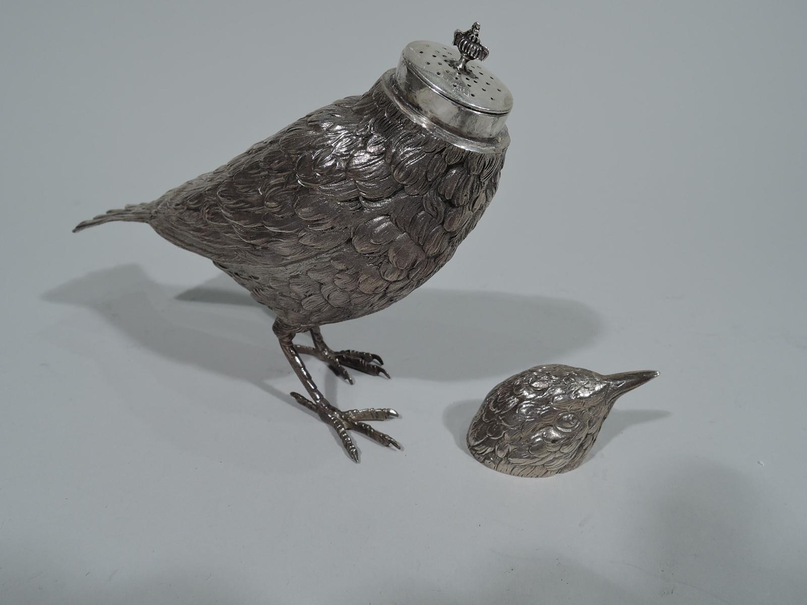 Sweet and Small Antique Dutch Silver Bird Spice Box In Good Condition In New York, NY