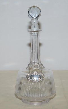 Sweet Antique Cut Glass Crystal Decanter Jug Maderia Sterling Hanging Label 1973