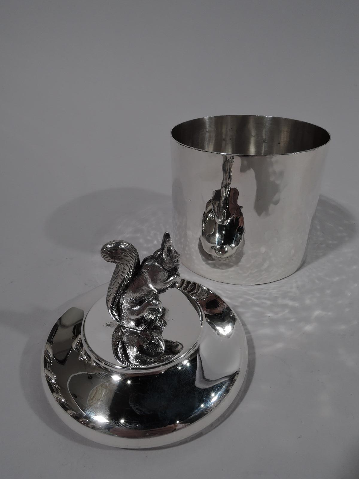 Arts and Crafts Sweet Arts & Crafts Silver Box with Nut-Nibbling Squirrel