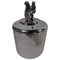 Sweet Arts & Crafts Silver Box with Nut-Nibbling Squirrel