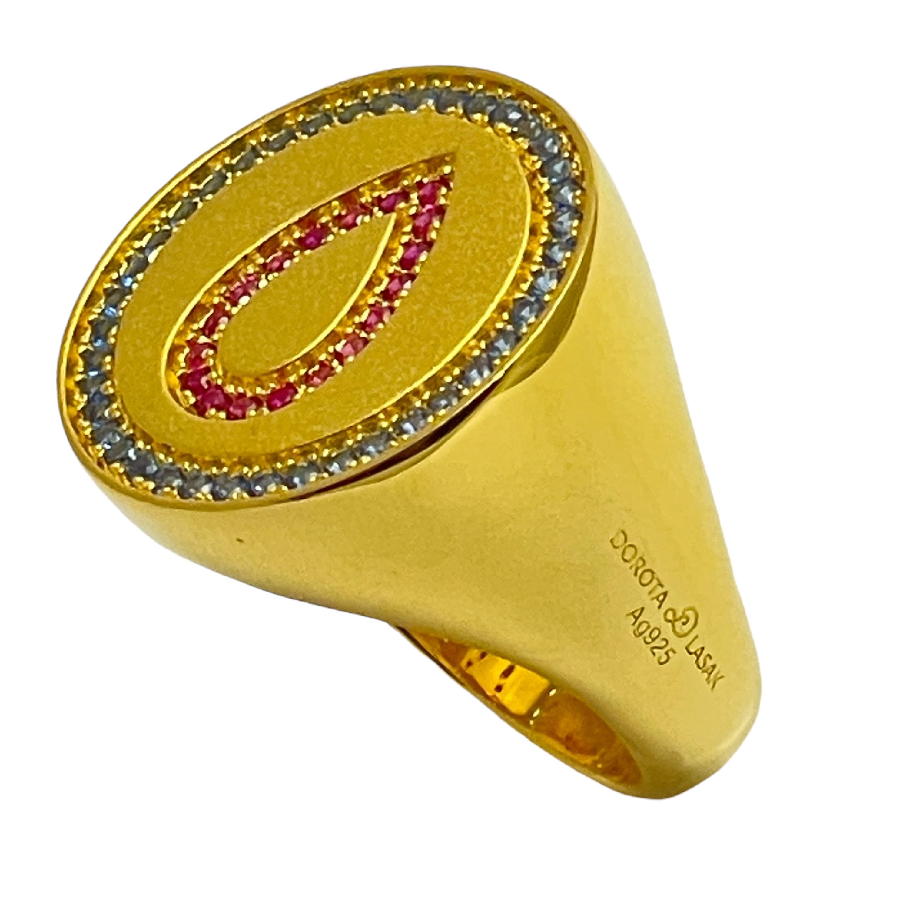 Round Cut SWEET BLOOD 18k gold vermeil ring by DOROTA LASAK For Sale