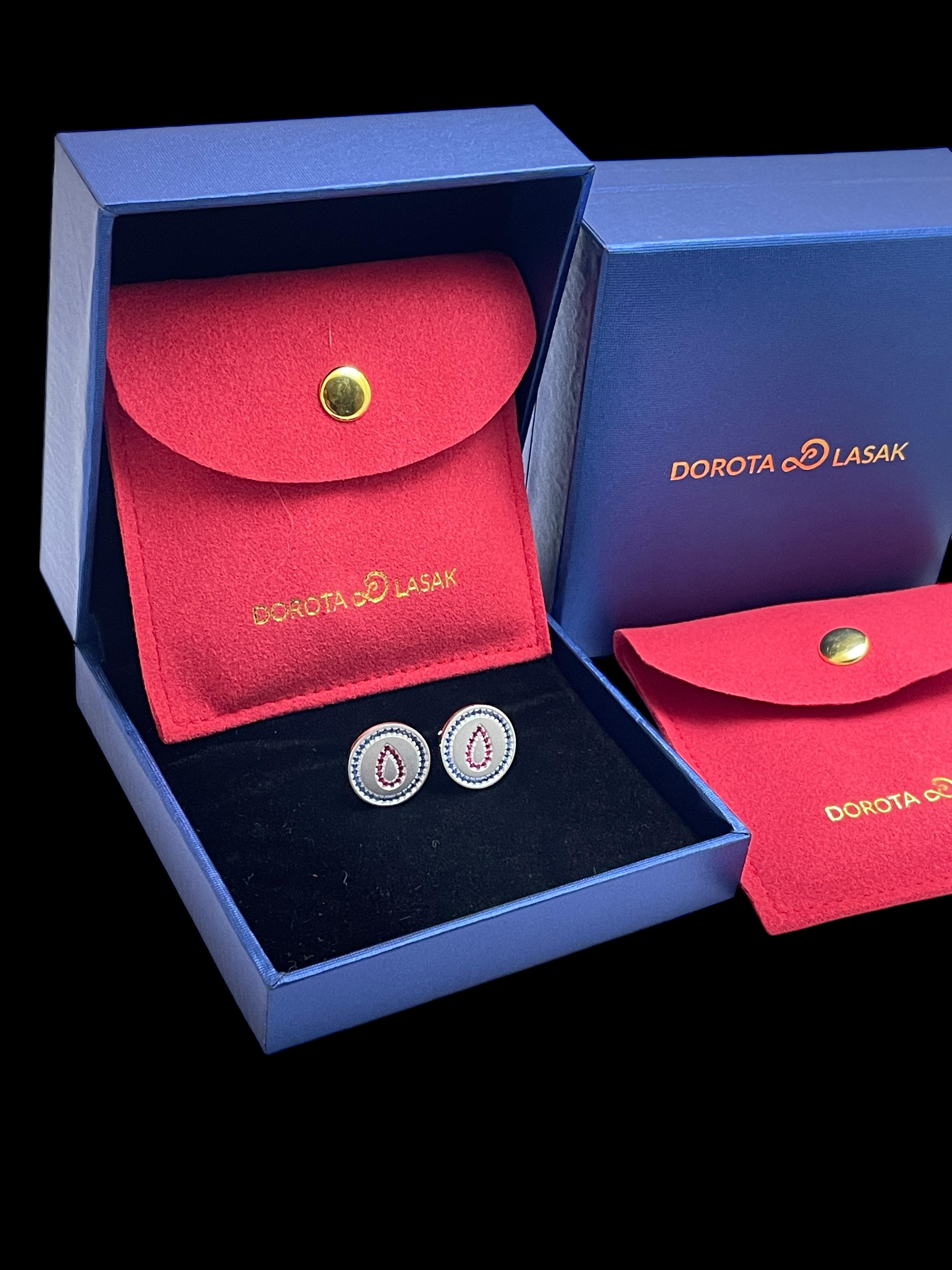 Taglio rotondo Orecchini in argento sterling SWEET BLOOD di DOROTA LASAK in vendita