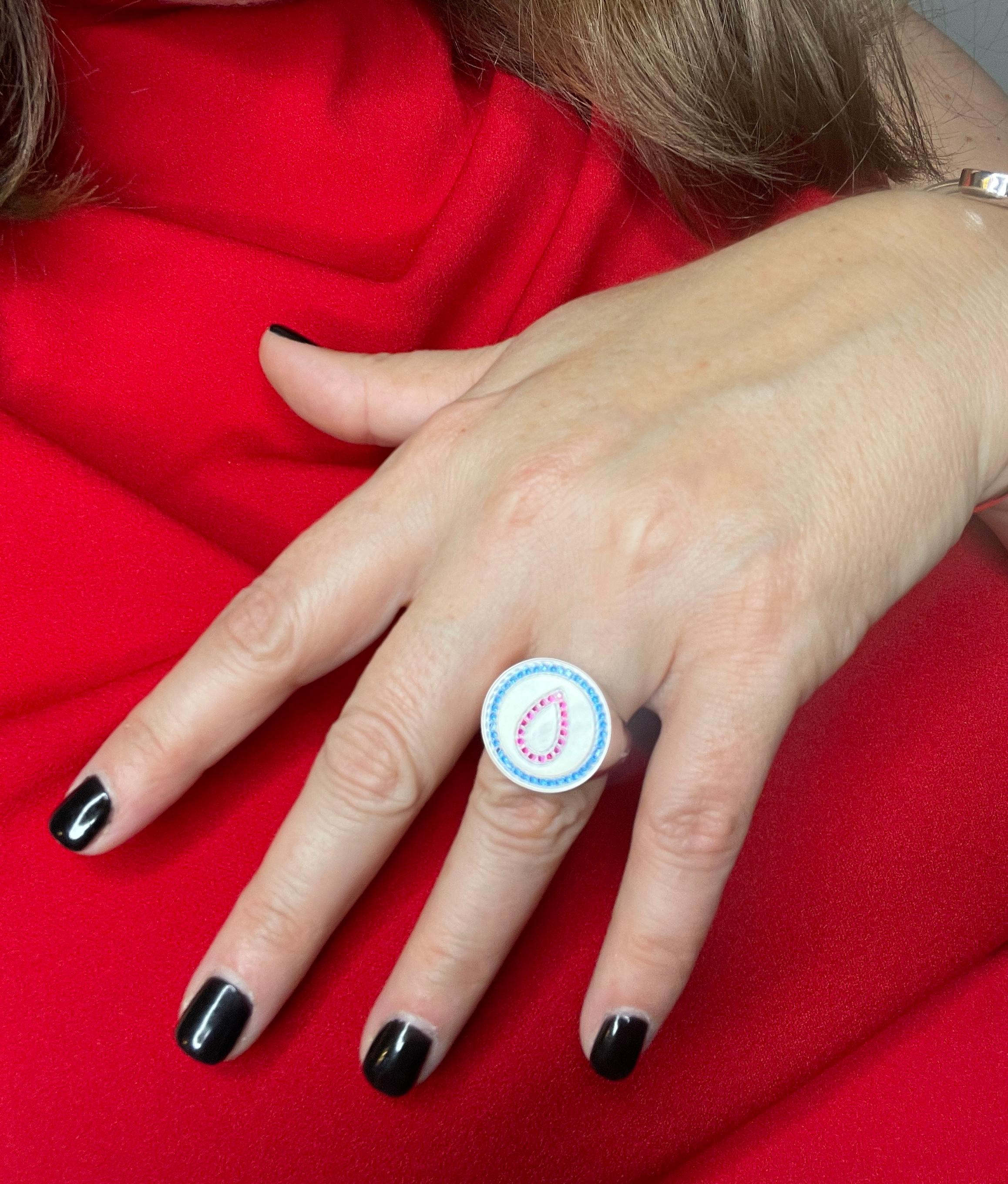 Round Cut SWEET BLOOD sterling silver ring by DOROTA LASAK For Sale