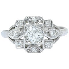 Sweet Edwardian Diamond Platinum Dinner Engagement Ring