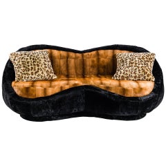 "Sweet" Fur Sofa, Golden Mink and Black Shearling Upholstery