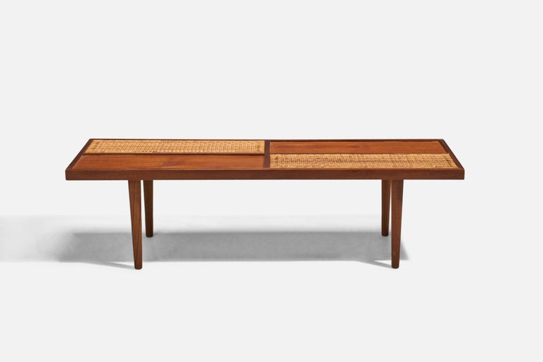 Sweet Home, Coffee Table, Teak, Rattan, Hong Kong, 1970s For Sale at