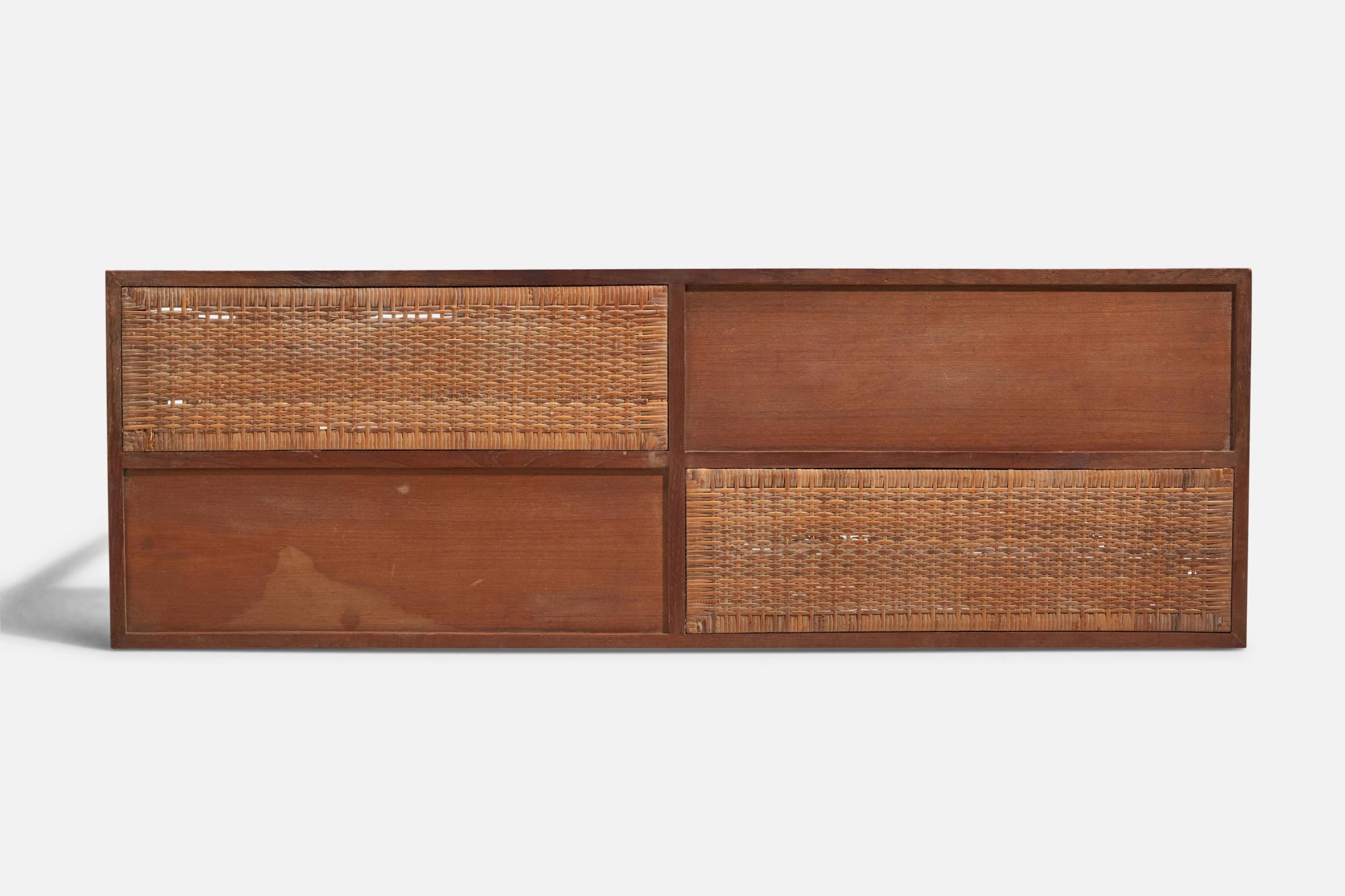 Fin du 20e siècle Sweet Home, table basse, teck, rotin, Hong Kong, années 1970 en vente