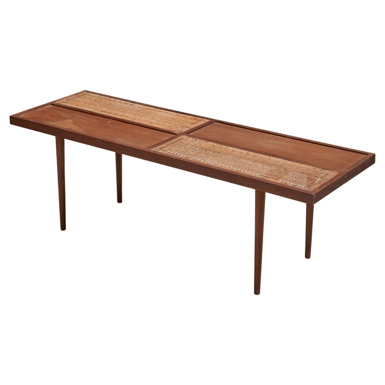 Sweet Home, Coffee Table, Teak, Rattan, Hong Kong, 1970s For Sale at