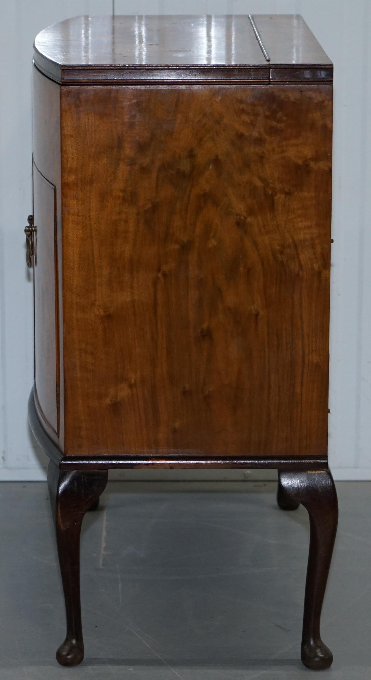 Sweet Little Art Deco Burr Walnut Drinks Cabinet with Mirrored Pull Out Door 9