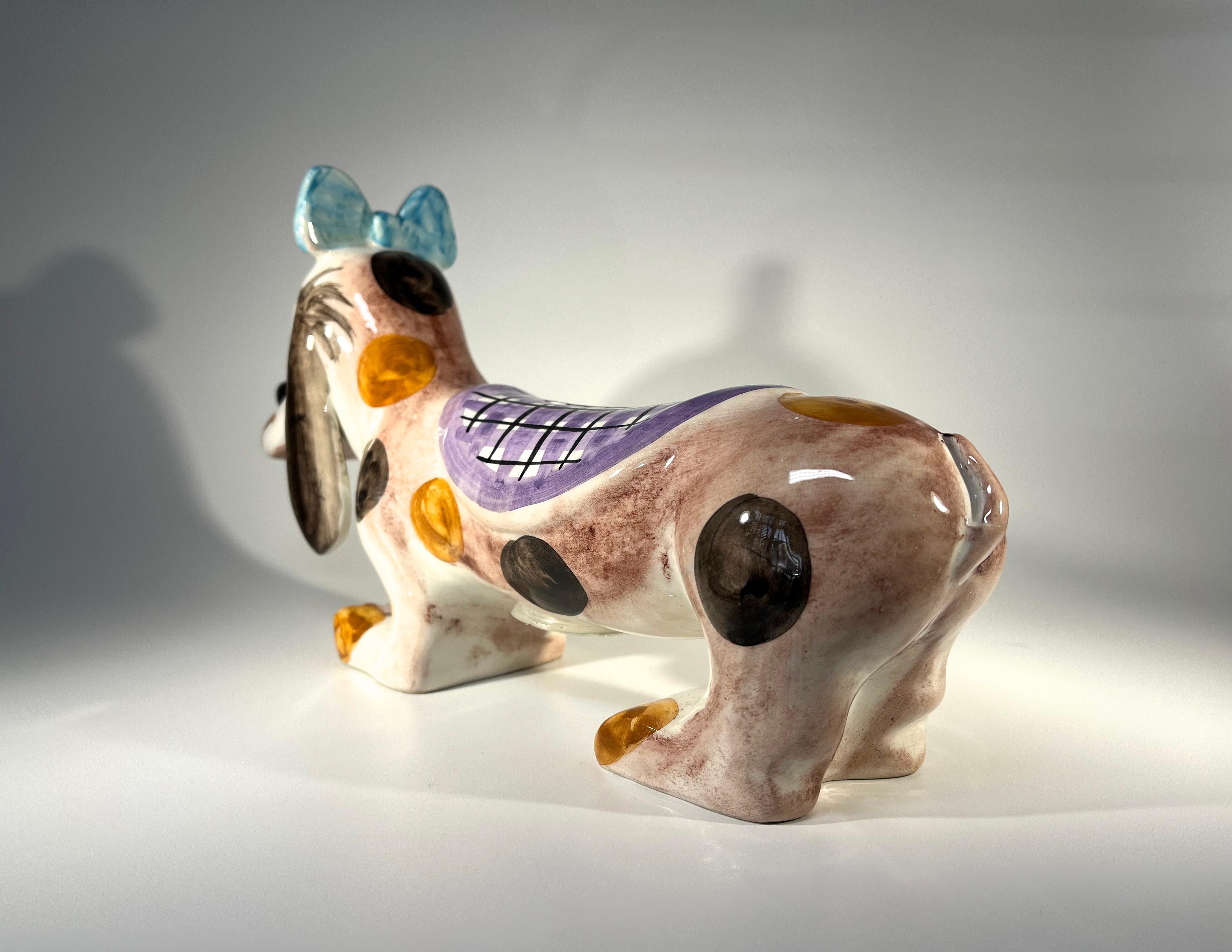 Hand-Painted Sweet Little Dog Italian Hand Painted Ceramic Money Box c1960s For Sale
