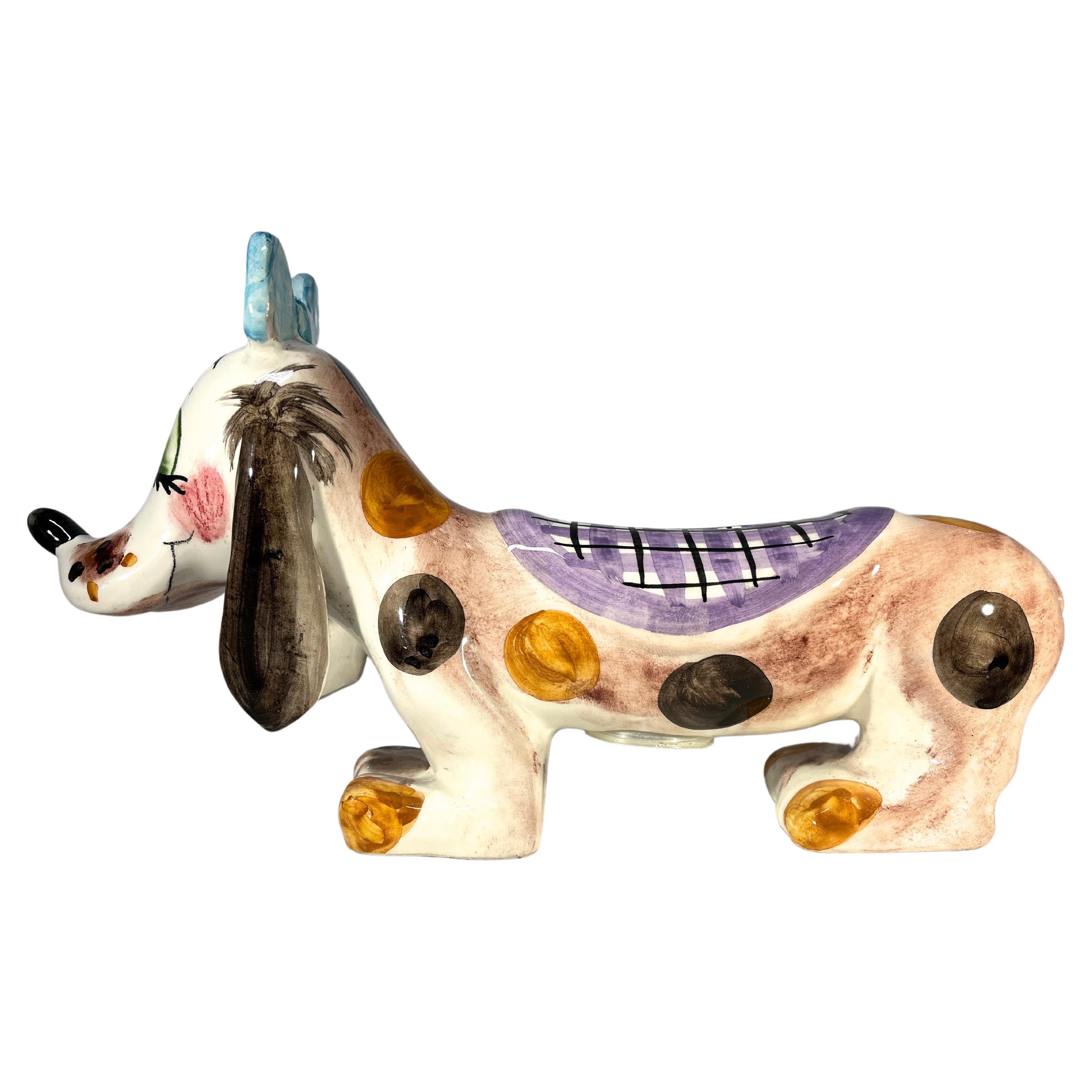 Dulce perrito Hucha de cerámica italiana pintada a mano c1960s
