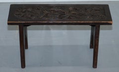 Sweet Little Liberty's London English Oak Small Side Table Hand-Carved Floral