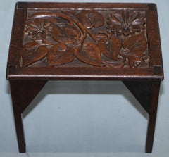 Sweet Little Liberty's London English Oak Small Side Table Hand-Carved Floral
