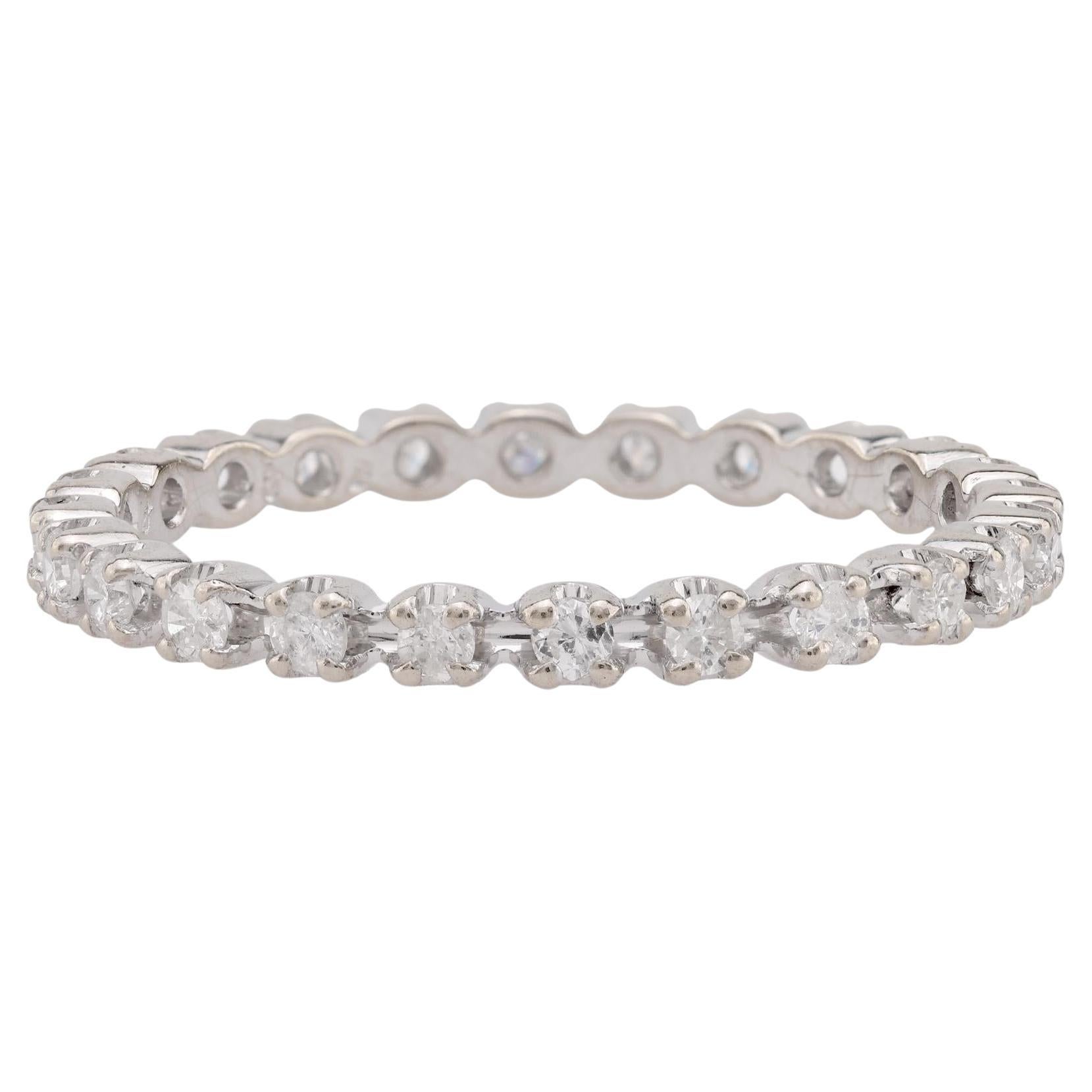 Sweet Mid Century French diamond 18k white gold eternity band