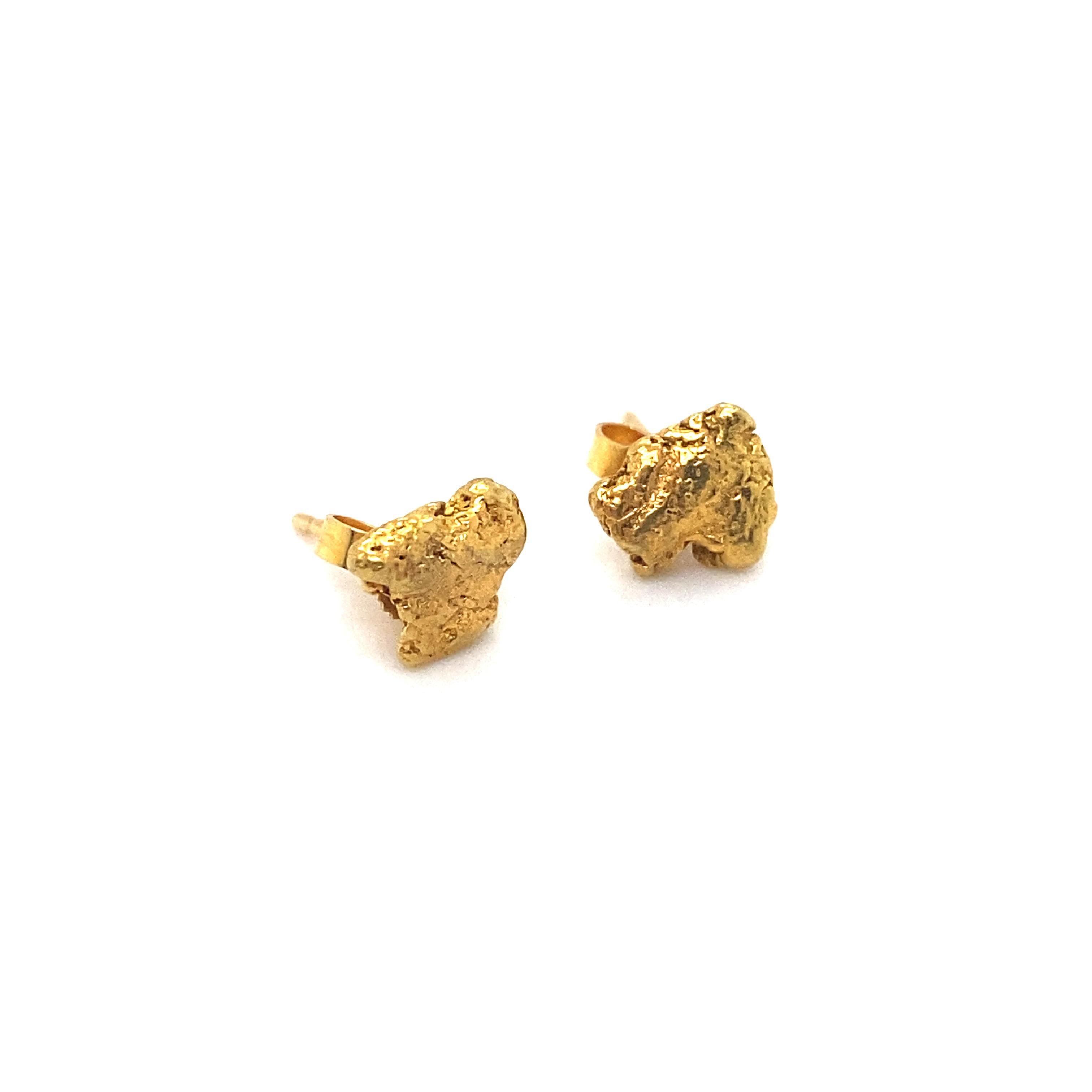 I don't know why, but I can't stay away from the nuggets!! To me, it's such a raw and organic feel - a great everyday or statement piece! Crafted in 24K Yellow Gold, these vintage earrings are classic raw nuggets of gold! These studs are perfect