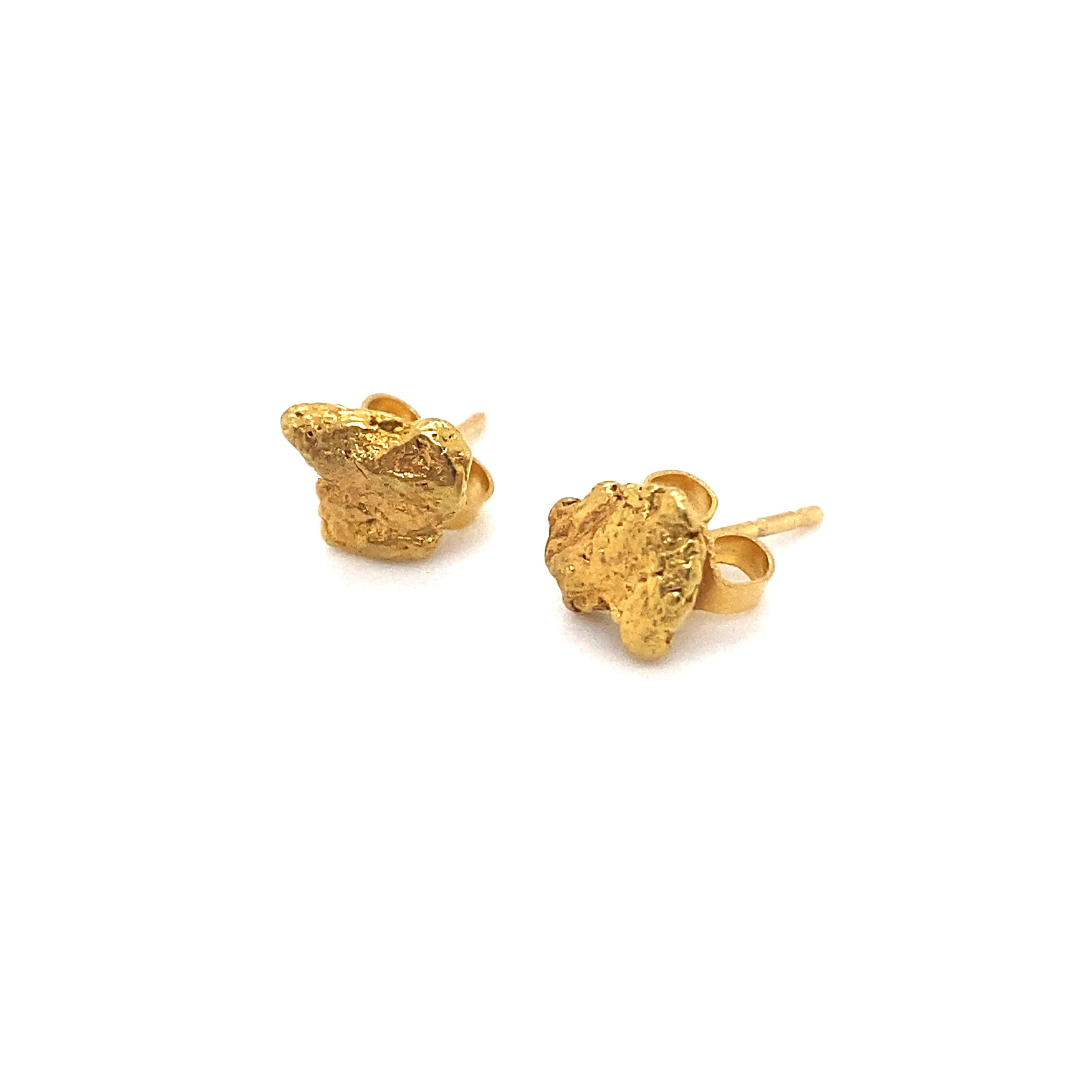 gold nugget earrings 24k