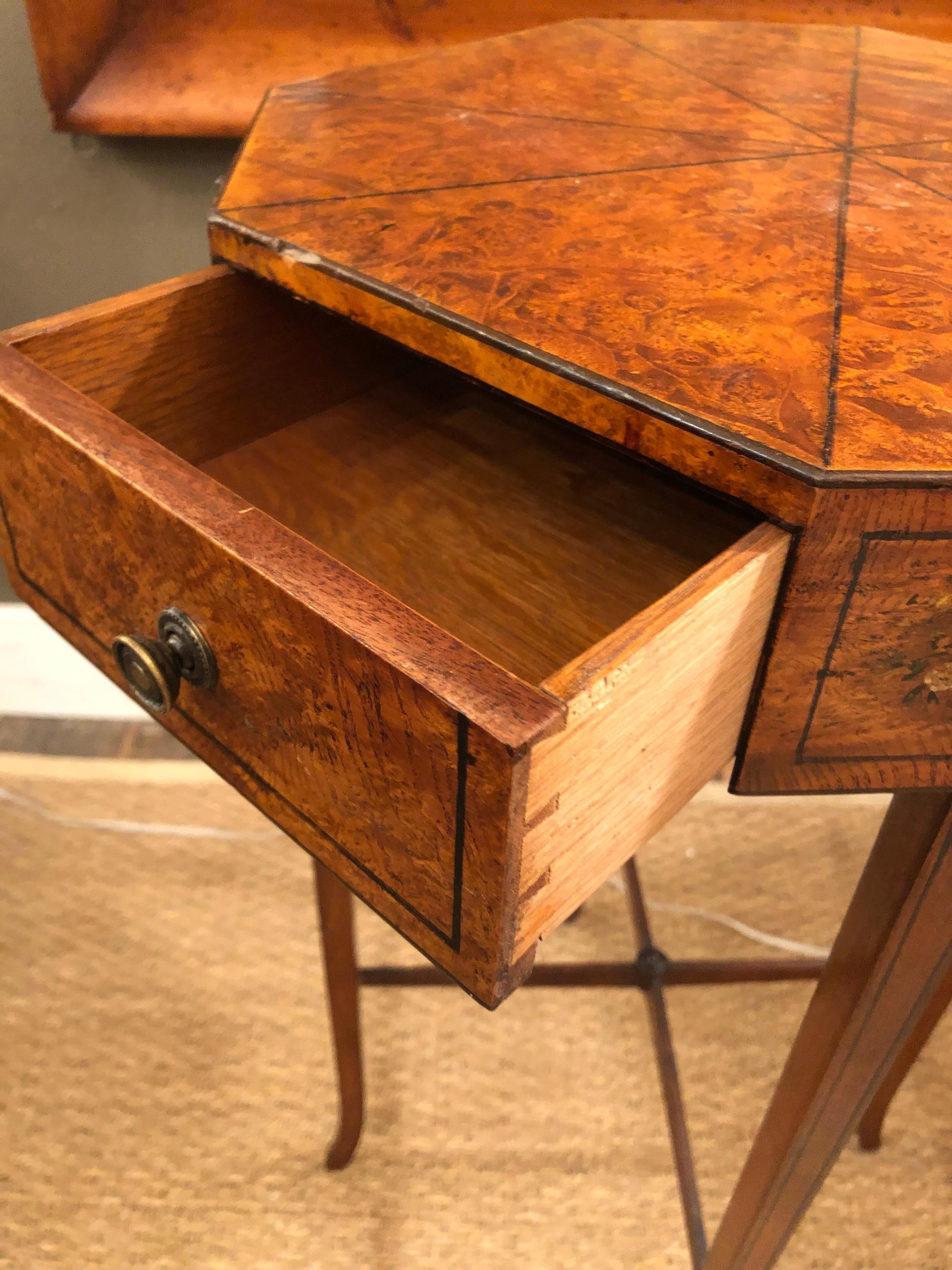 Mid-20th Century Sweet Octagonal Paint Decorated End Table For Sale