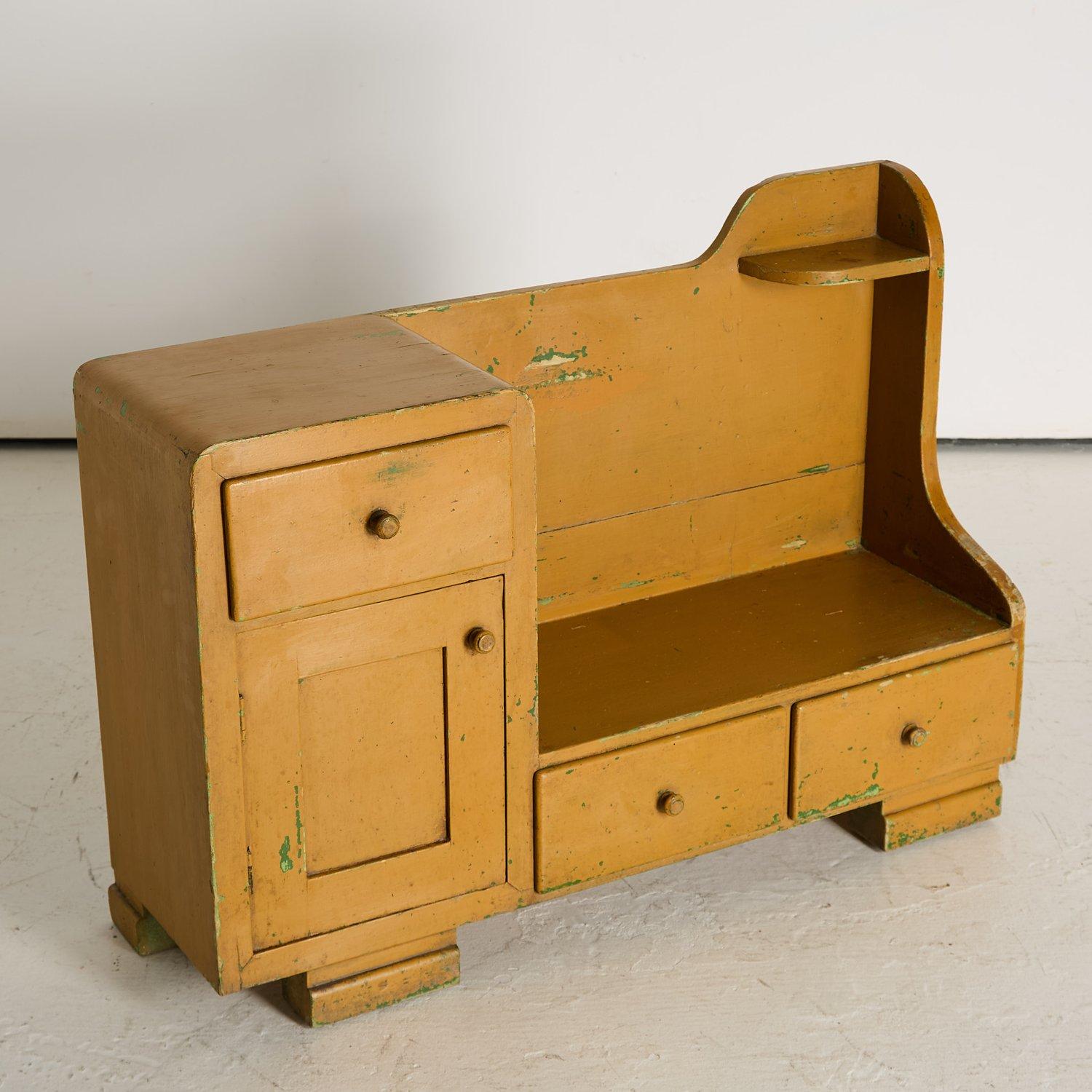 Rustique Meuble de cuisine surpeint, tiroirs France, années 1950 en vente