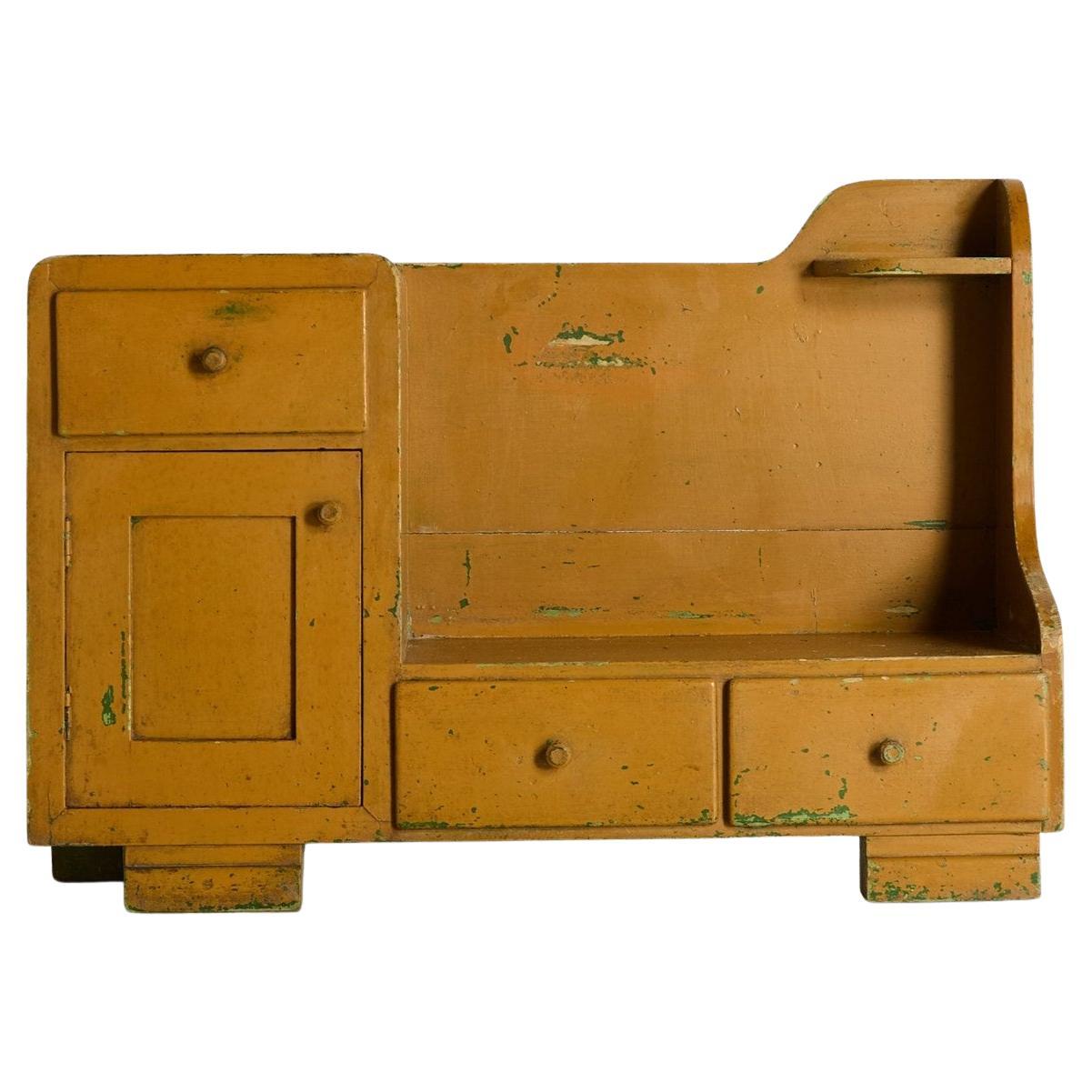 Sweet Overpainted Kitchen Cabinet, Drawers France, 1950s