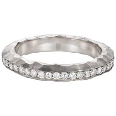 Sweet Pea 18k White Gold Hammered Eternity Band Ring With Grey Diamonds