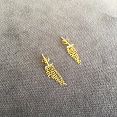 Sweet Pea 18 Karat Yellow Gold Chain Fringe Stud Earrings
