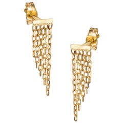 Sweet Pea 18 Karat Yellow Gold Chain Fringe Stud Earrings