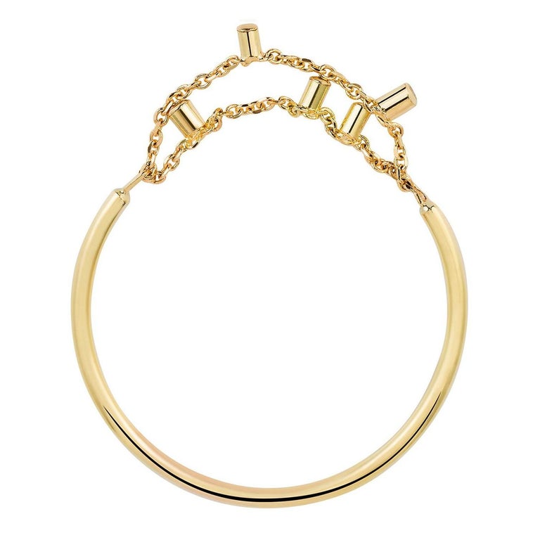 Sweet Pea 18k Yellow Gold Double Chain Gold Dust Ring For Sale at 1stDibs
