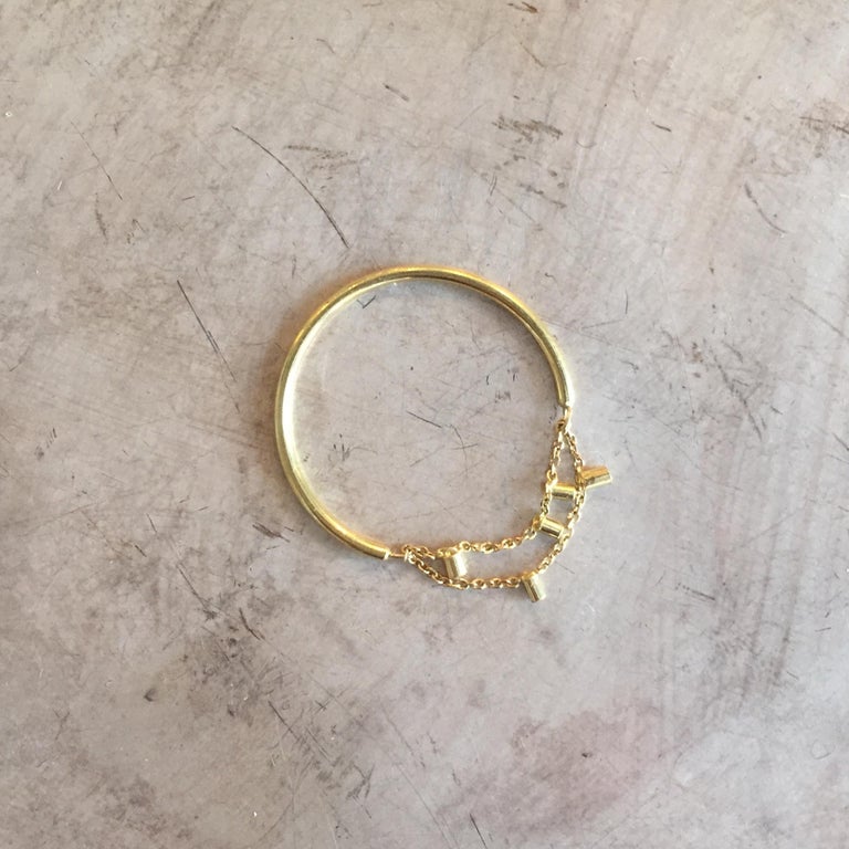 Sweet Pea 18k Yellow Gold Double Chain Gold Dust Ring For Sale at 1stDibs