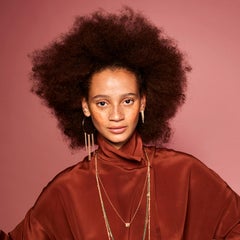 Sweet Pea 18 Karat Yellow Gold Large Hoop Earrings with Three Chain Fringes