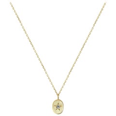 Sweet Pea 18k Yellow Gold Necklace with Oval Diamond Set Star Pendant