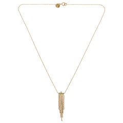 Sweet Pea 18 Karat Yellow Gold Necklace with White Diamond and Chain Fringe