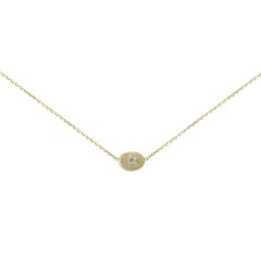 Sweet Pea 18k Yellow Gold Oval Necklace with Diamond Set Star