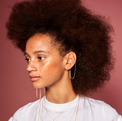 Sweet Pea 18 Karat Yellow Gold Small Hoop Earring with Tapered Fringe and Cuff