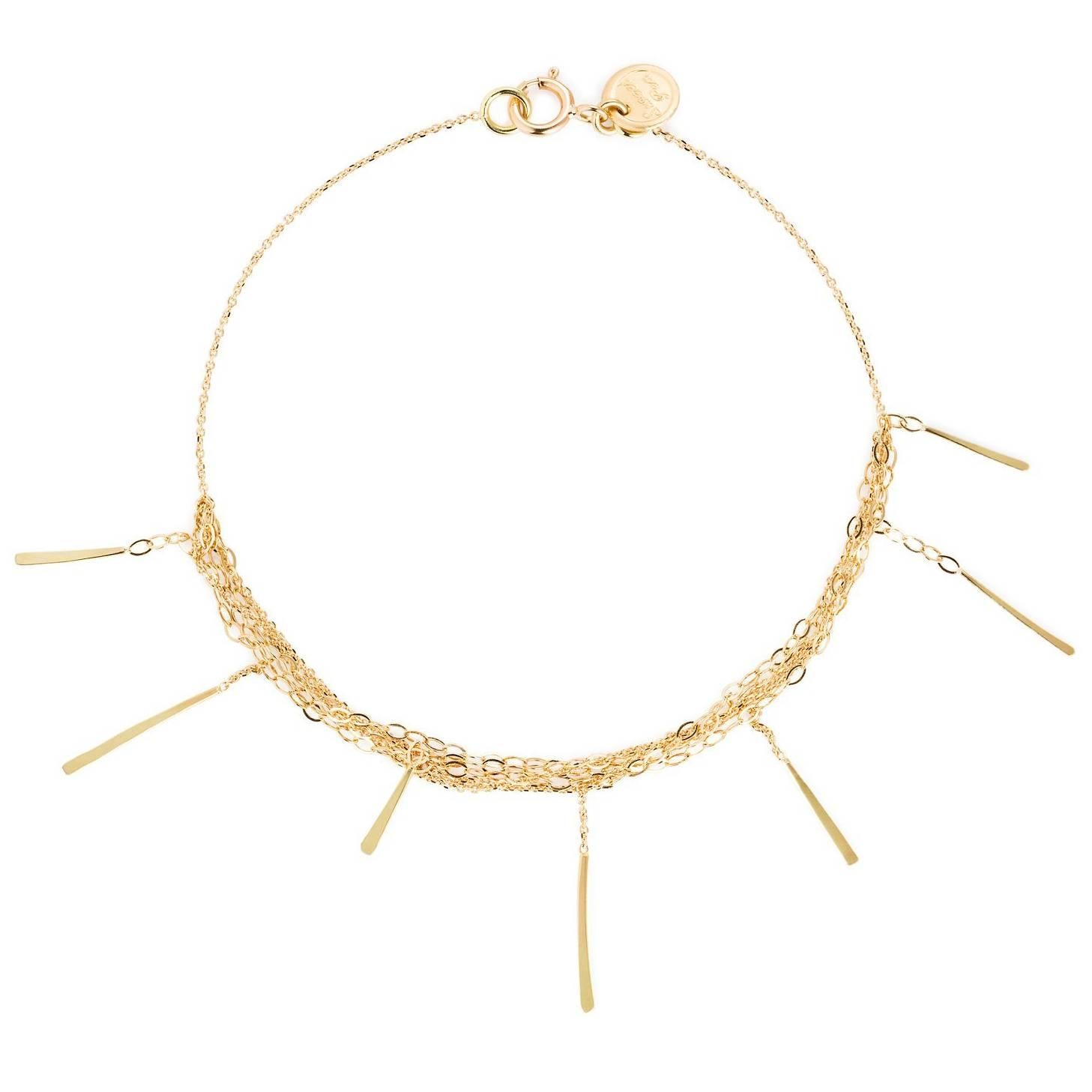 Sweet Pea 18k Yellow Gold Sycamore Layered Chain Bracelet  For Sale