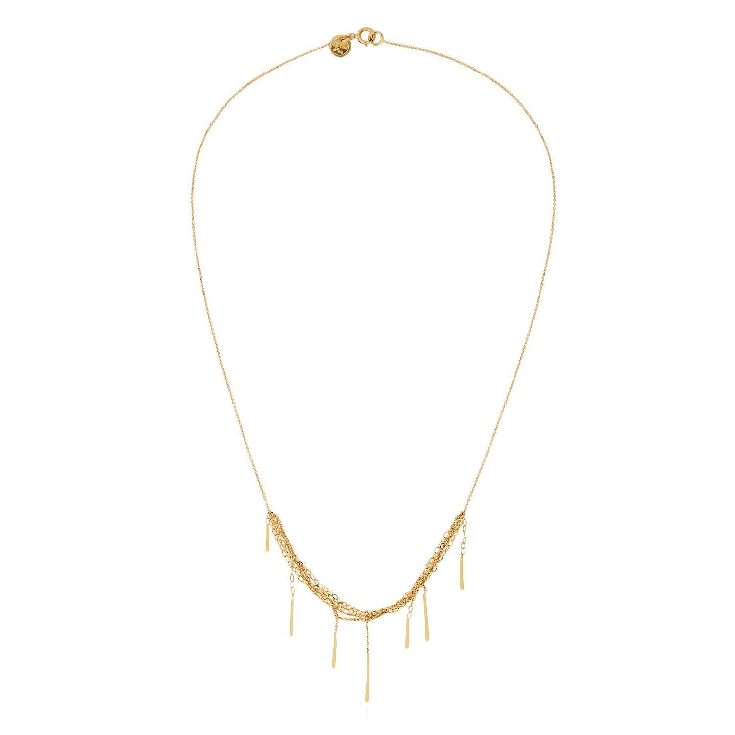 Sweet Pea 18k Yellow Gold Sycamore Layered Chain Necklace For Sale